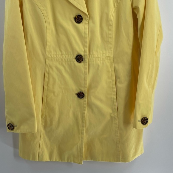 Anne Klein Butter Yellow Tortious Button Fitted Lined Long Sleeve Trench Coat - Picture 4 of 13
